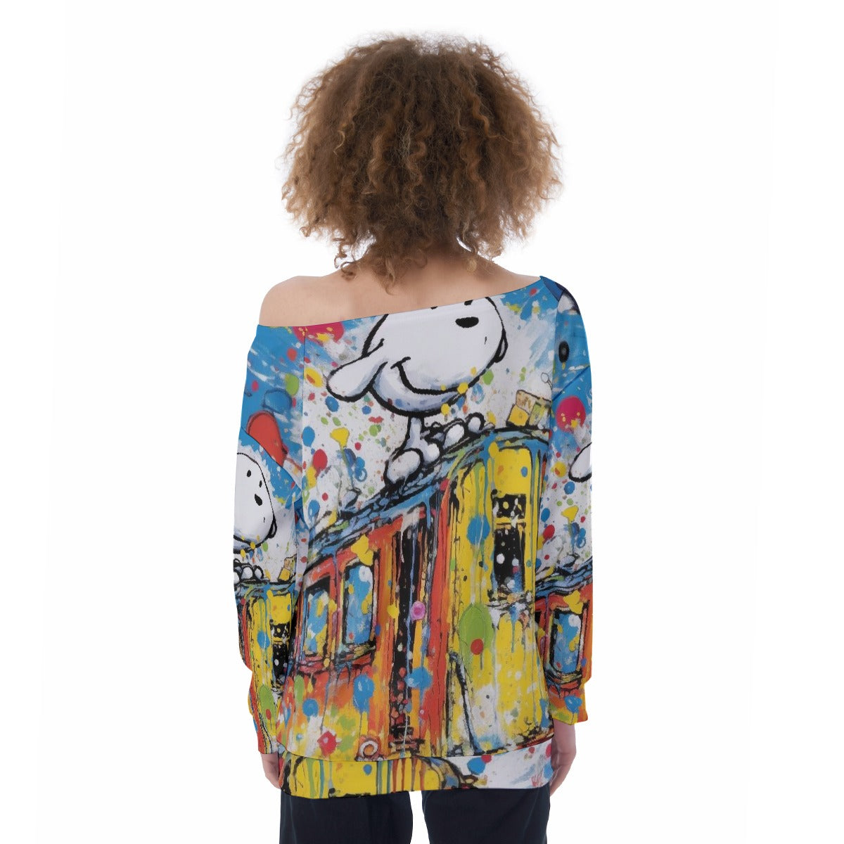 All-Over Print Oversized Women's Off-Shoulder Sweatshirt