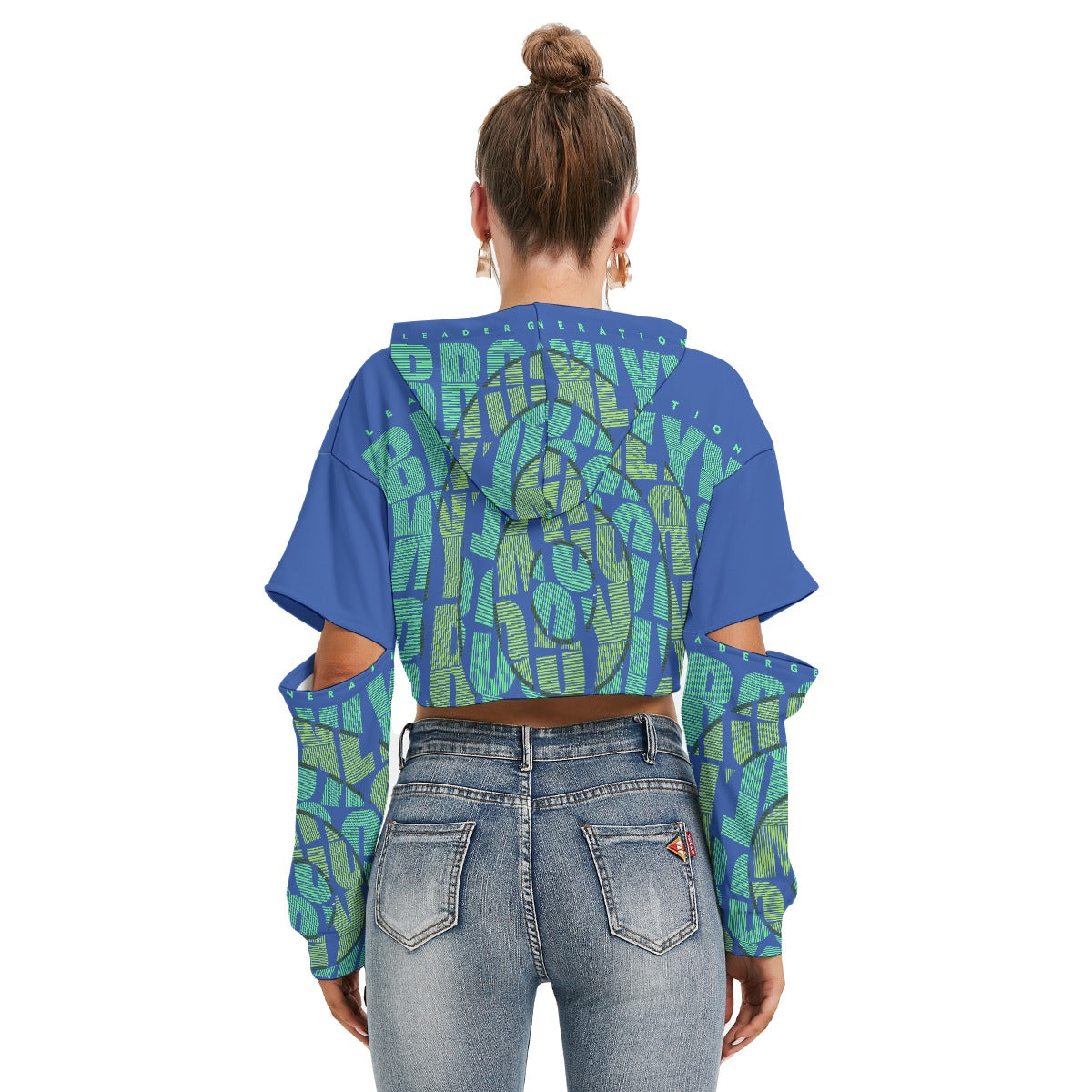 All-Over Print Women's Heavy Fleece Hoodie With Hollow Out Sleeve