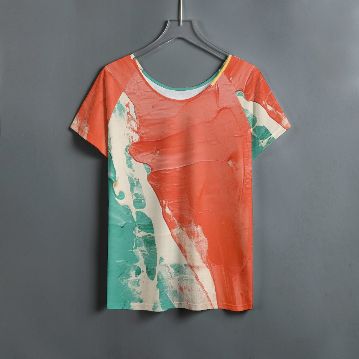 All-Over Print Women's Round Neck T-shirt With Raglan Sleeve