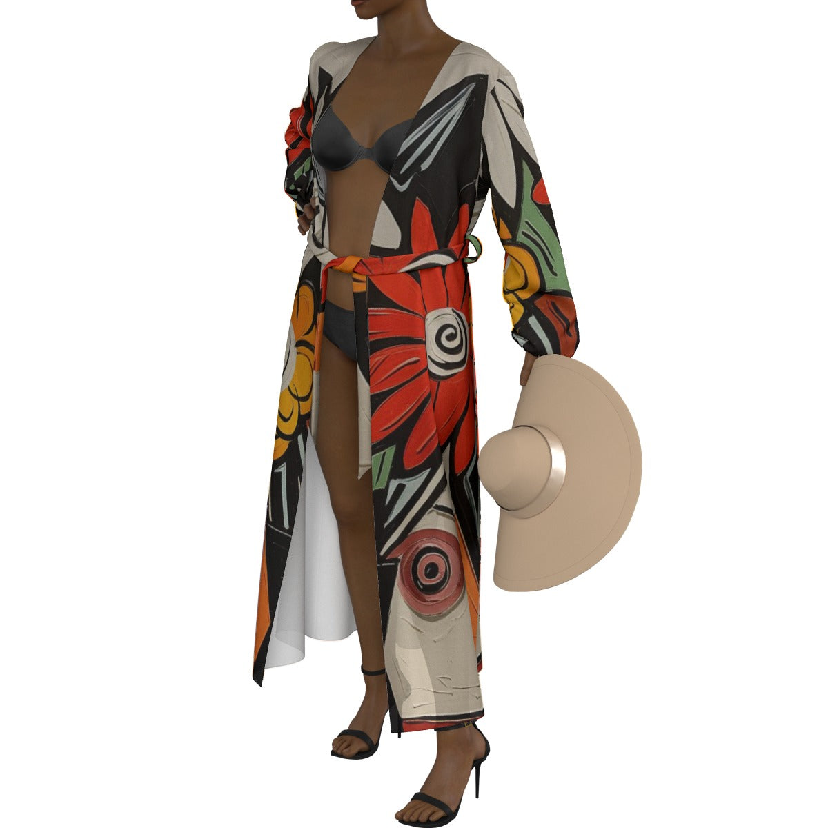 All-Over Print Women's Lace-up Chiffon Robe