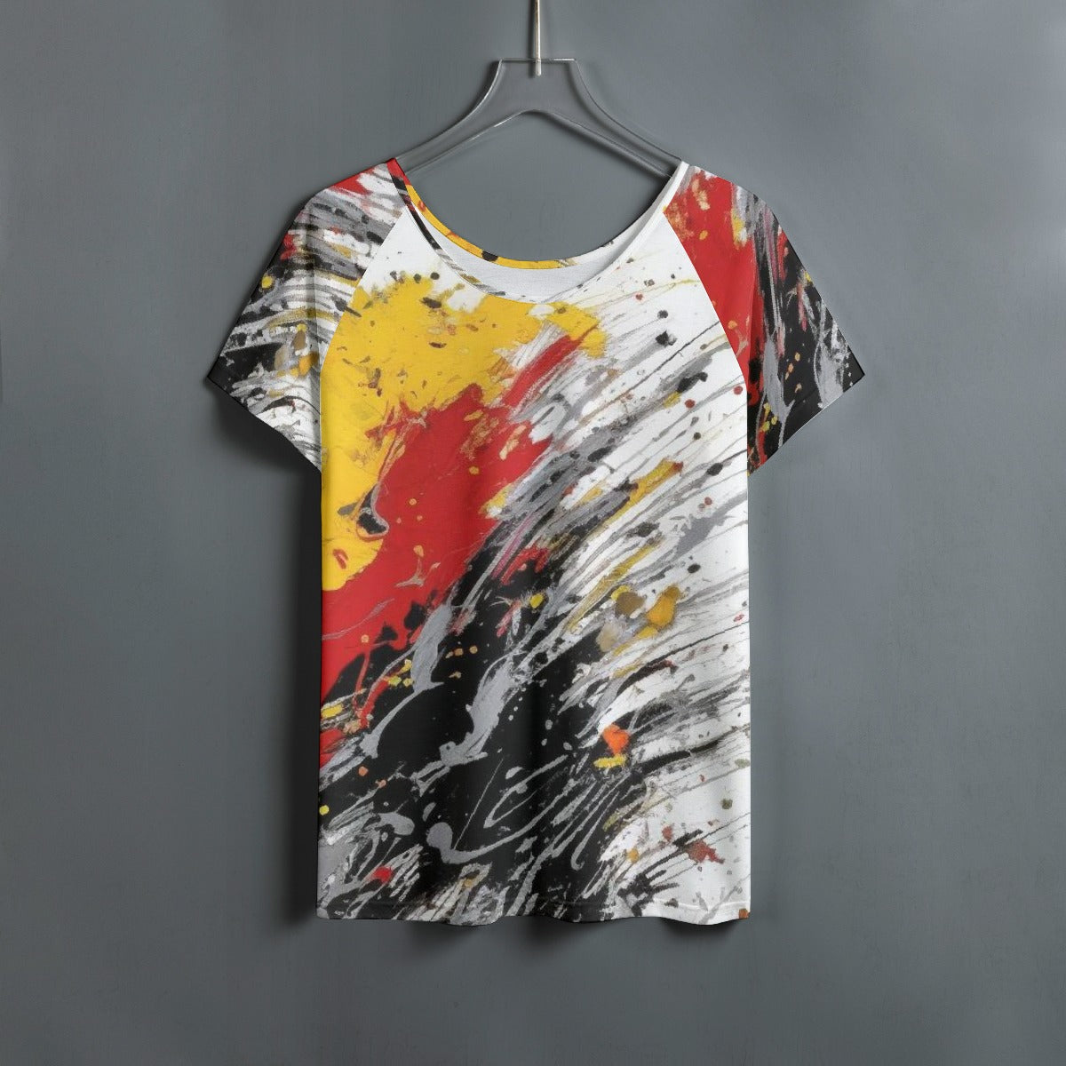 All-Over Print Women's Round Neck T-shirt With Raglan Sleeve