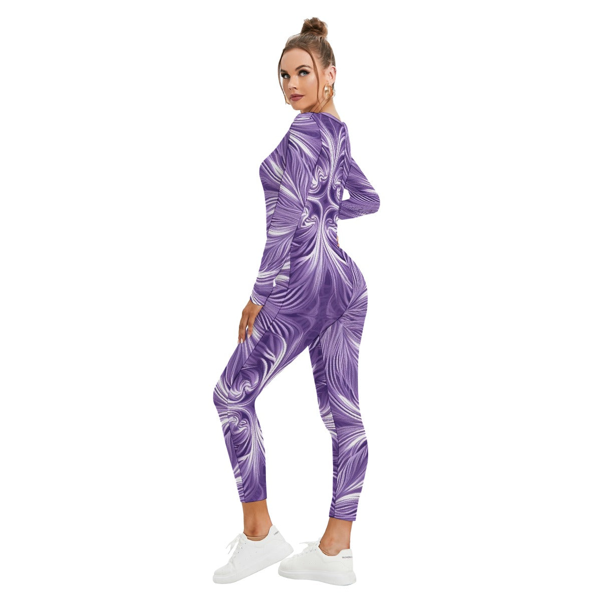 All-Over Print Women's Plunging Neck Jumpsuit