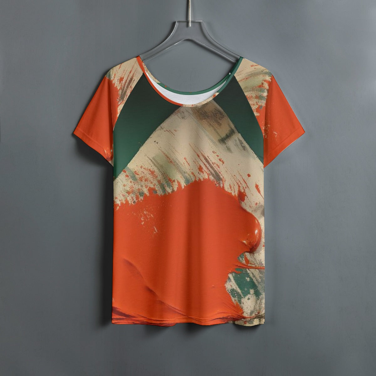 All-Over Print Women's Round Neck T-shirt With Raglan Sleeve