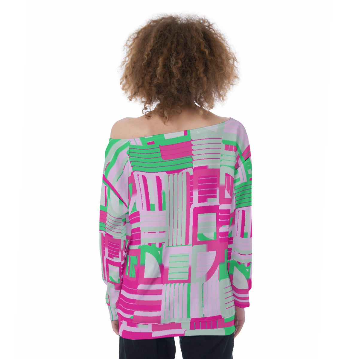 All-Over Print Oversized Women's Off-Shoulder Sweatshirt