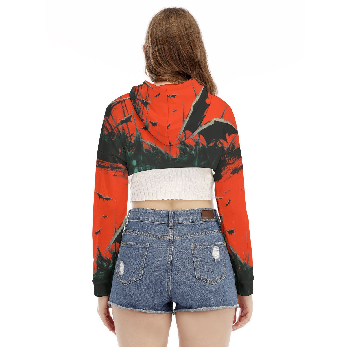 All-Over Print Women's Smock Short Hoodie With Long Sleeve