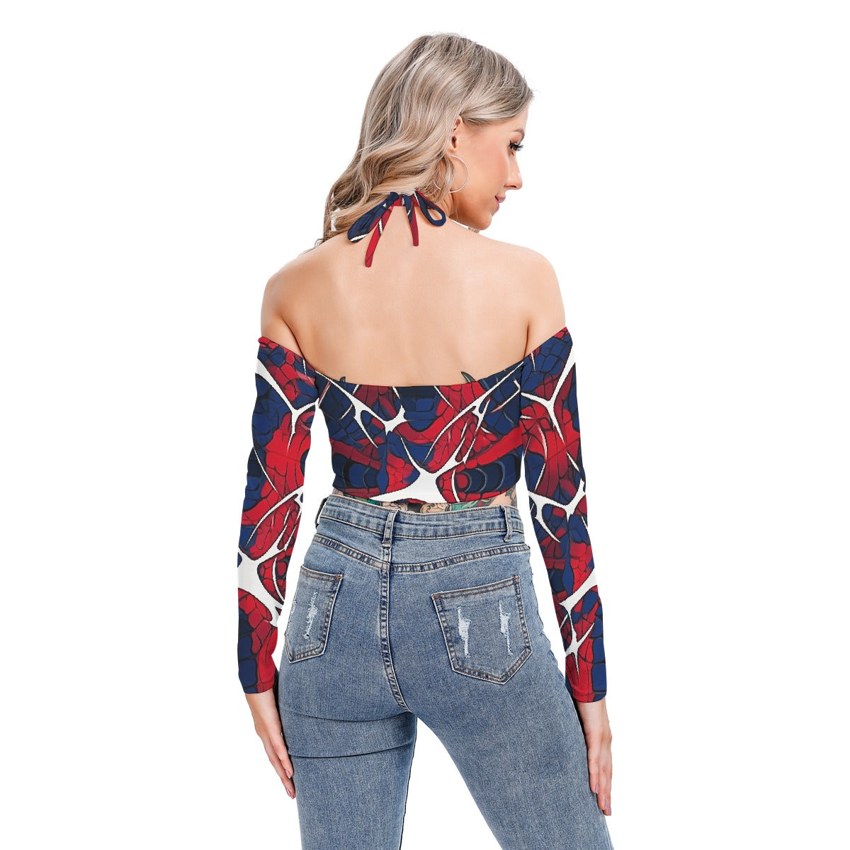 All-Over Print Women's Halter Lace-up Top