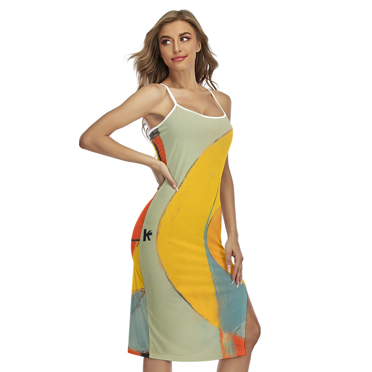 All-Over Print Women's Back Cross Cami Dress