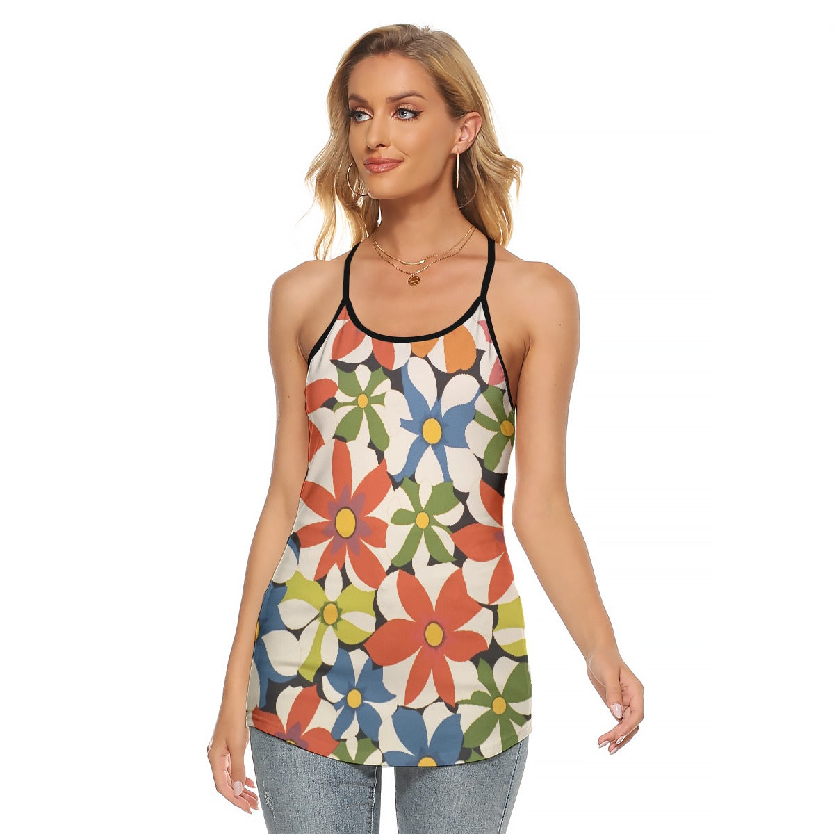 All-Over Print Women's Criss-Cross Open Back Tank Top