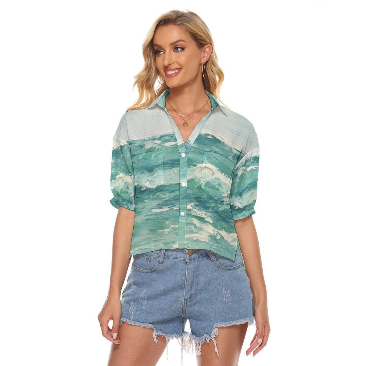 All-Over Print Women's V-neck Shirts