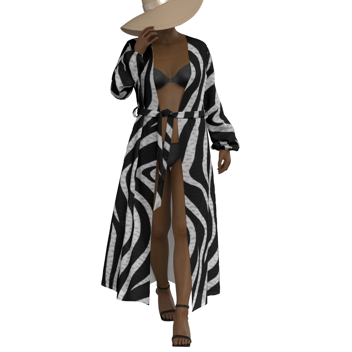 All-Over Print Women's Lace-up Chiffon Robe