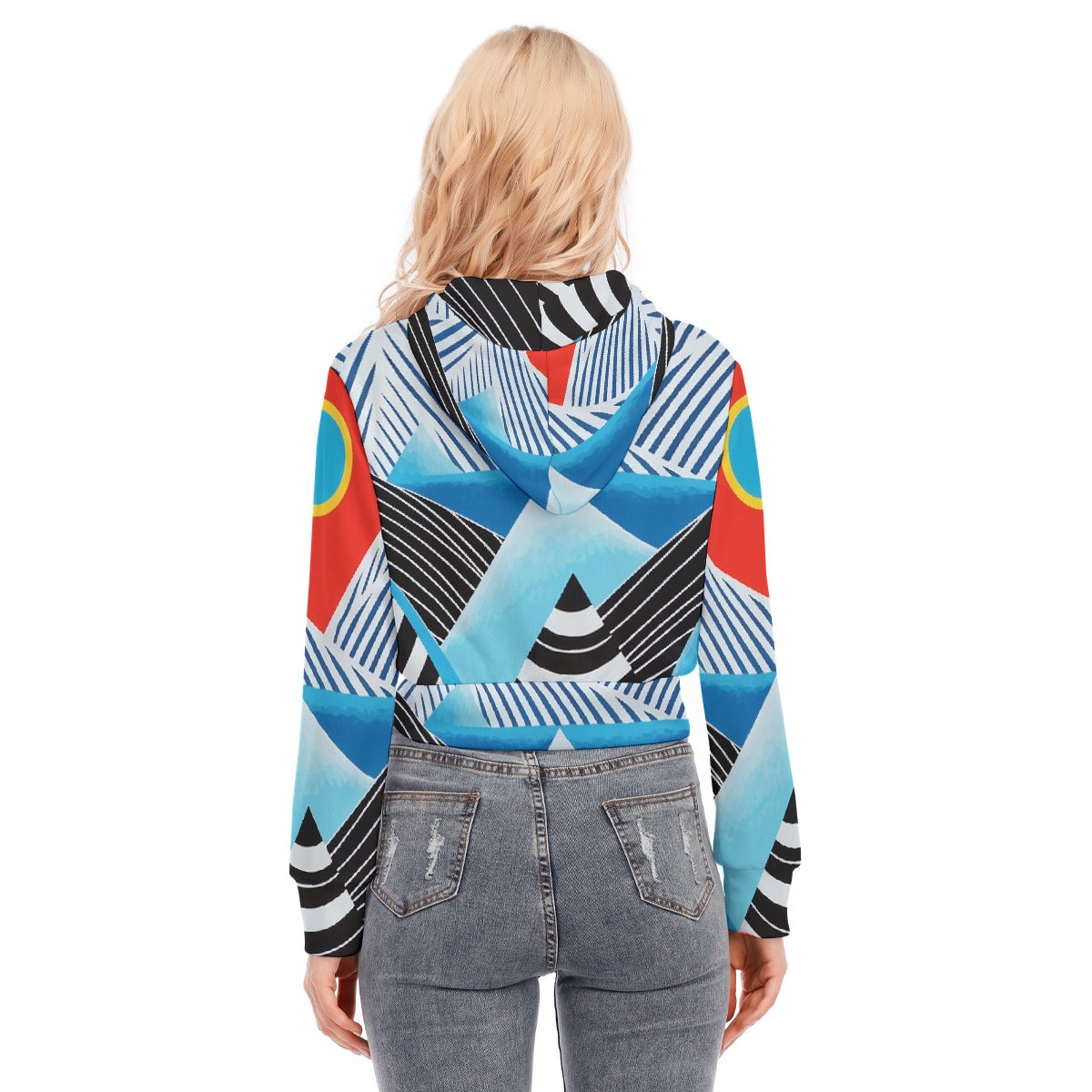All-Over Print Women's Crop Top Hoodie With Zipper Closure