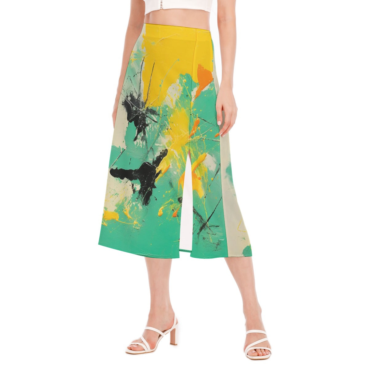 All-Over Print Women's High Slit Long Skirt