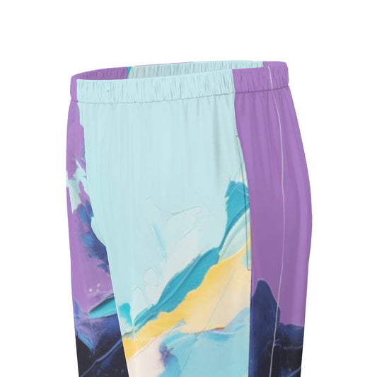 All-Over Print Women's Long Sleeve Pajama Set With Black Contrast Piping