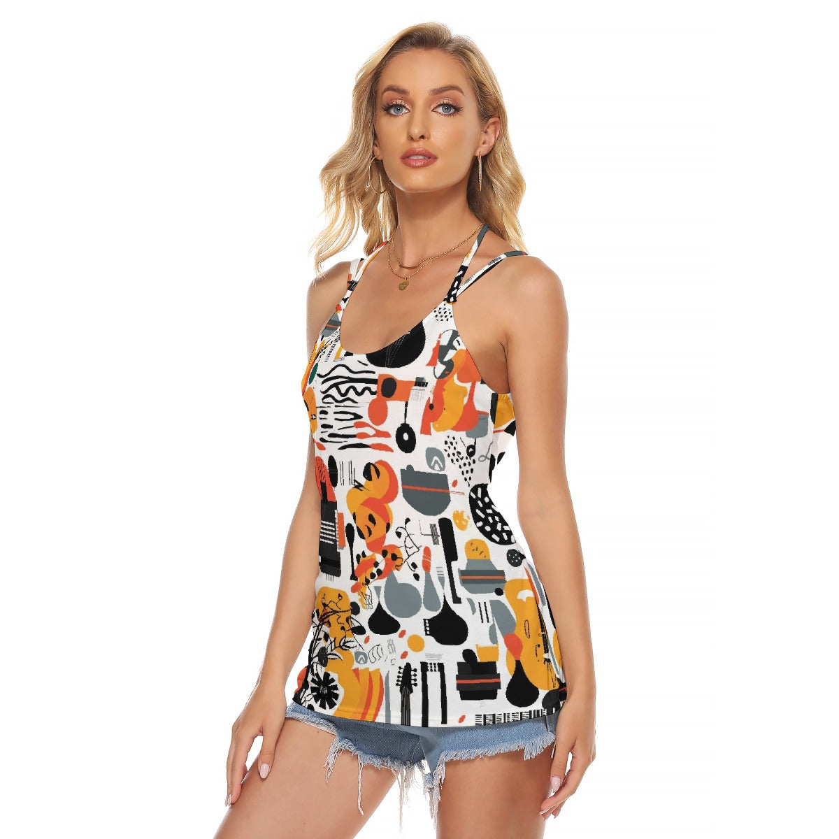 All-Over Print Women's Halter Top With Backless