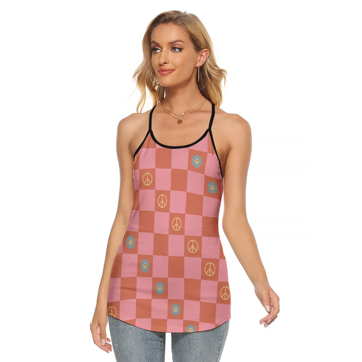 All-Over Print Women's Criss-Cross Open Back Tank Top