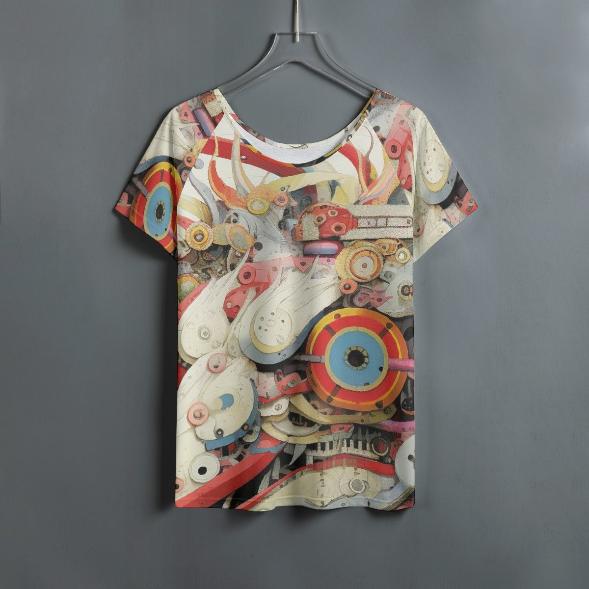 All-Over Print Women's Round Neck T-shirt With Raglan Sleeve