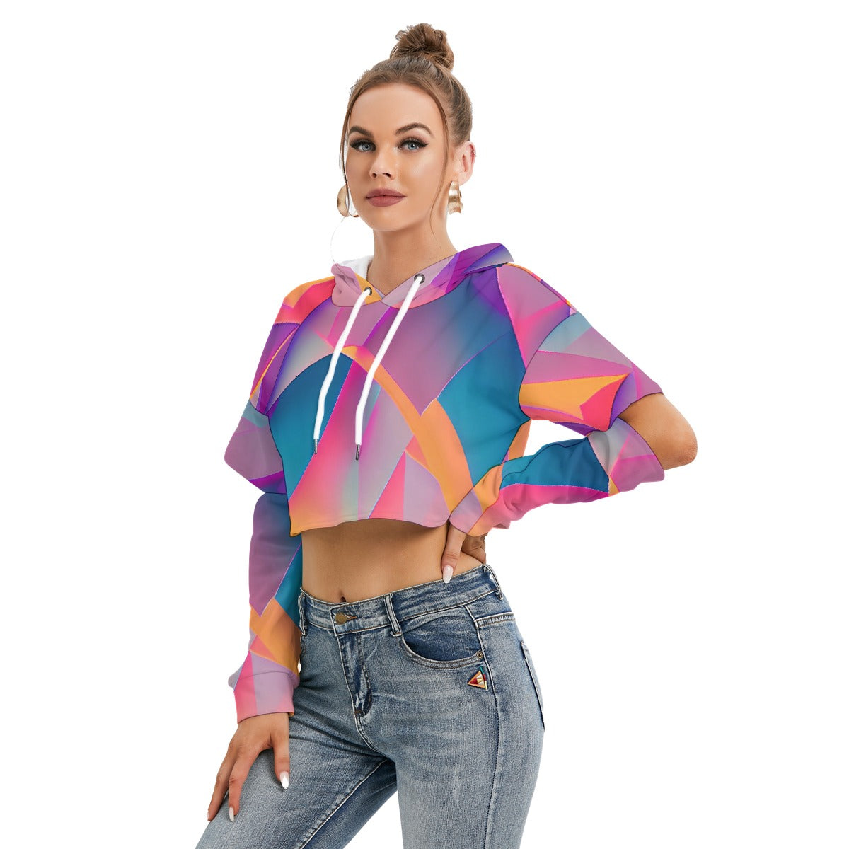All-Over Print Women's Heavy Fleece Hoodie With Hollow Out Sleeve