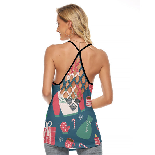 All-Over Print Women's Criss-Cross Open Back Tank Top