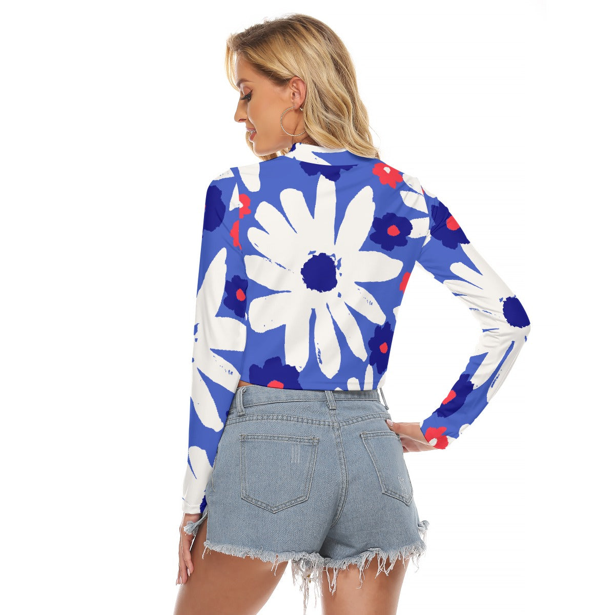 All-Over Print Women's Hollow Chest Keyhole Tight Crop Top