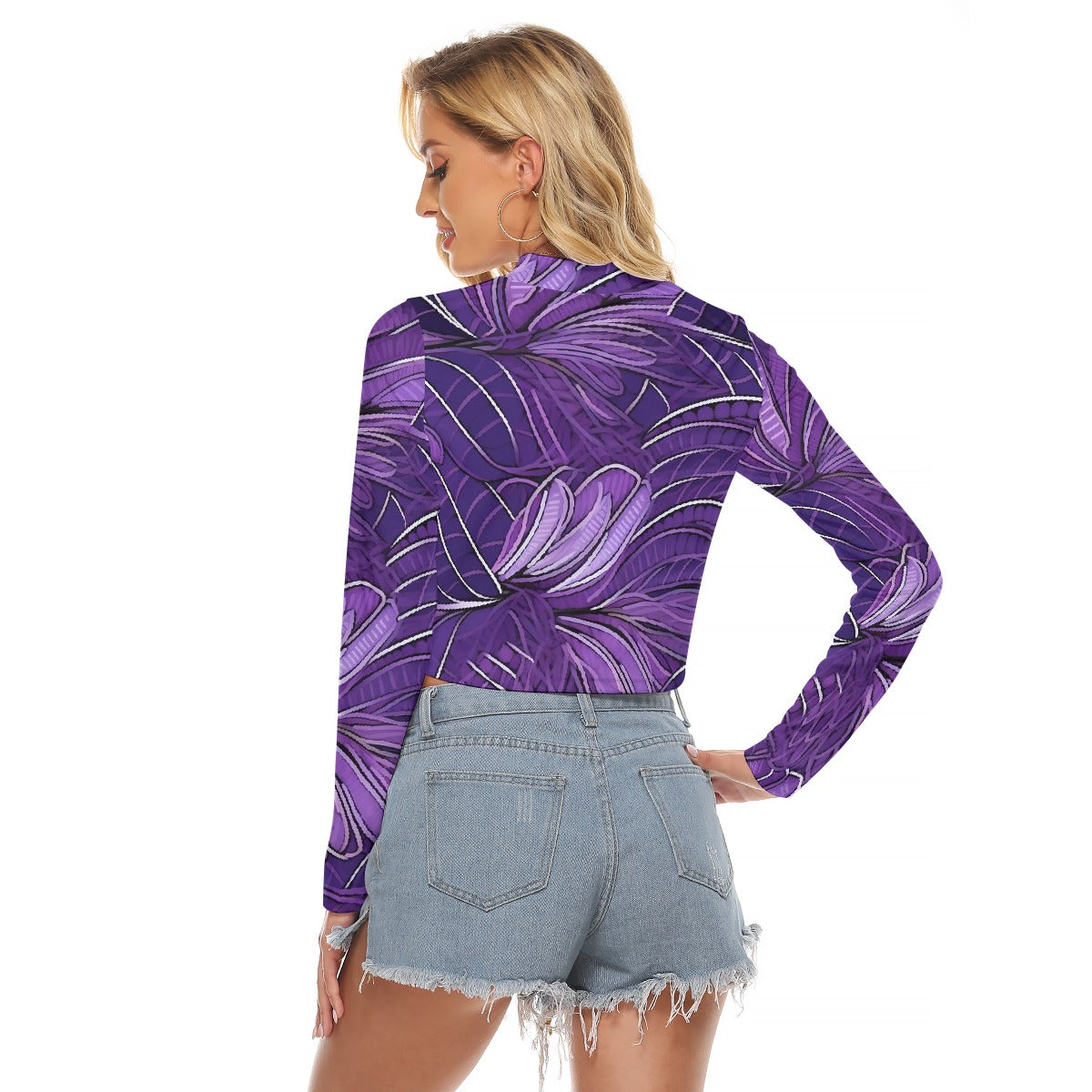 All-Over Print Women's Hollow Chest Keyhole Tight Crop Top