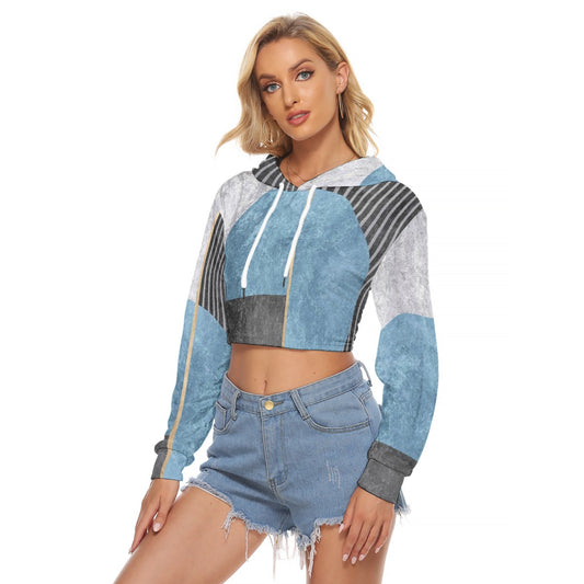 All-Over Print Women's Crop Top Hoodie|Velvet