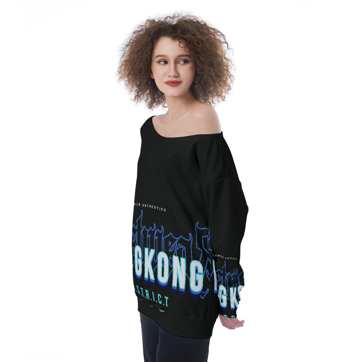 All-Over Print Oversized Women's Off-Shoulder Sweatshirt