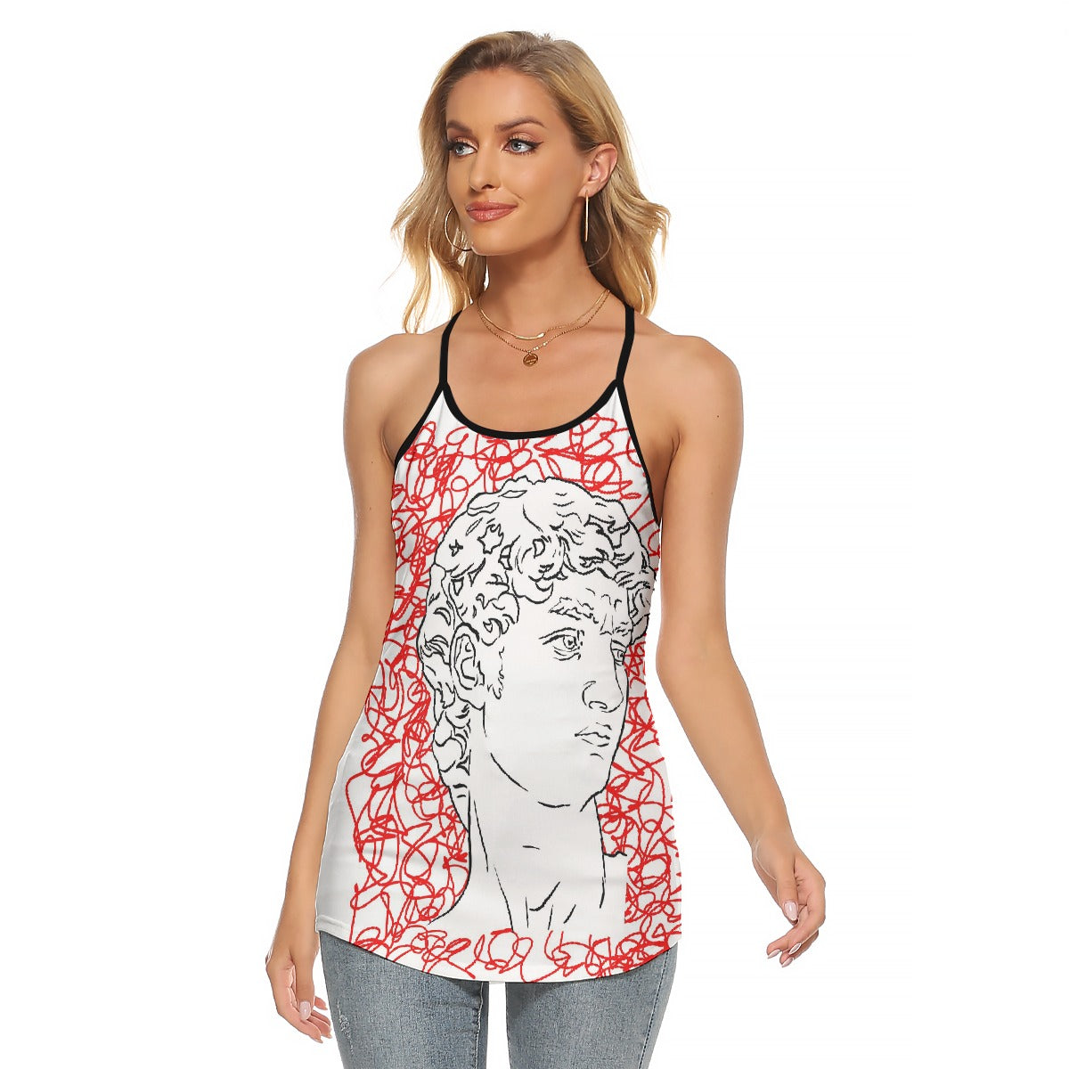All-Over Print Women's Criss-Cross Open Back Tank Top
