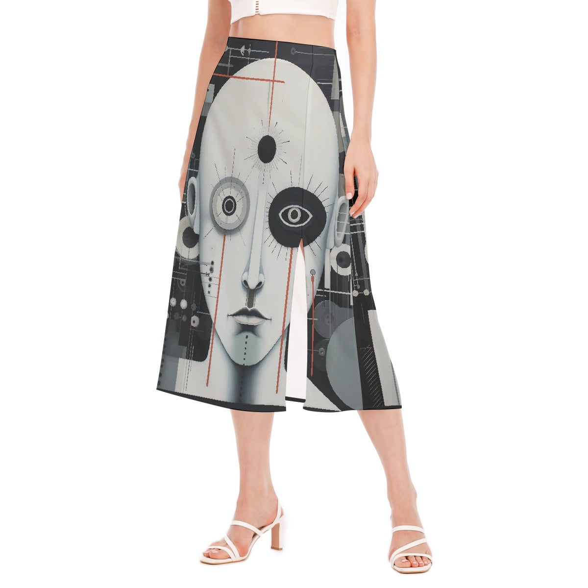 All-Over Print Women's High Slit Long Skirt
