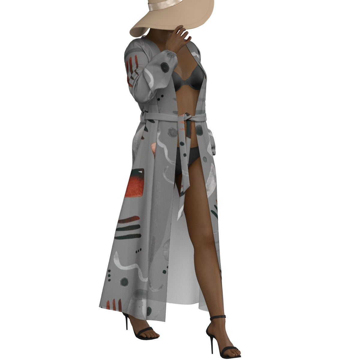 All-Over Print Women's Lace-up Chiffon Robe