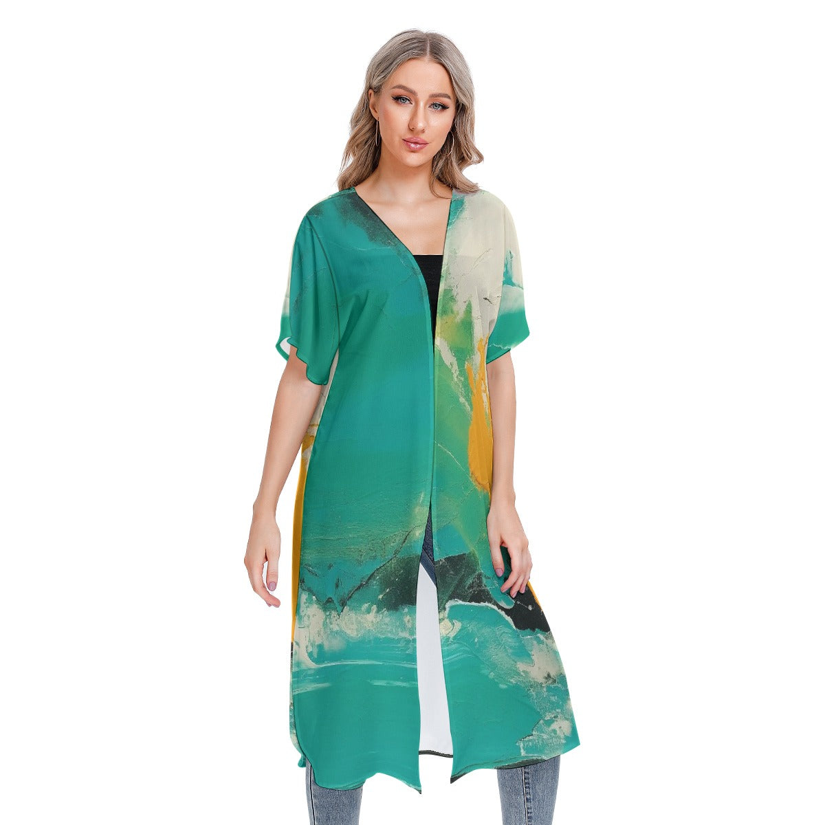 All-Over Print Women's Short Sleeve Cardigan