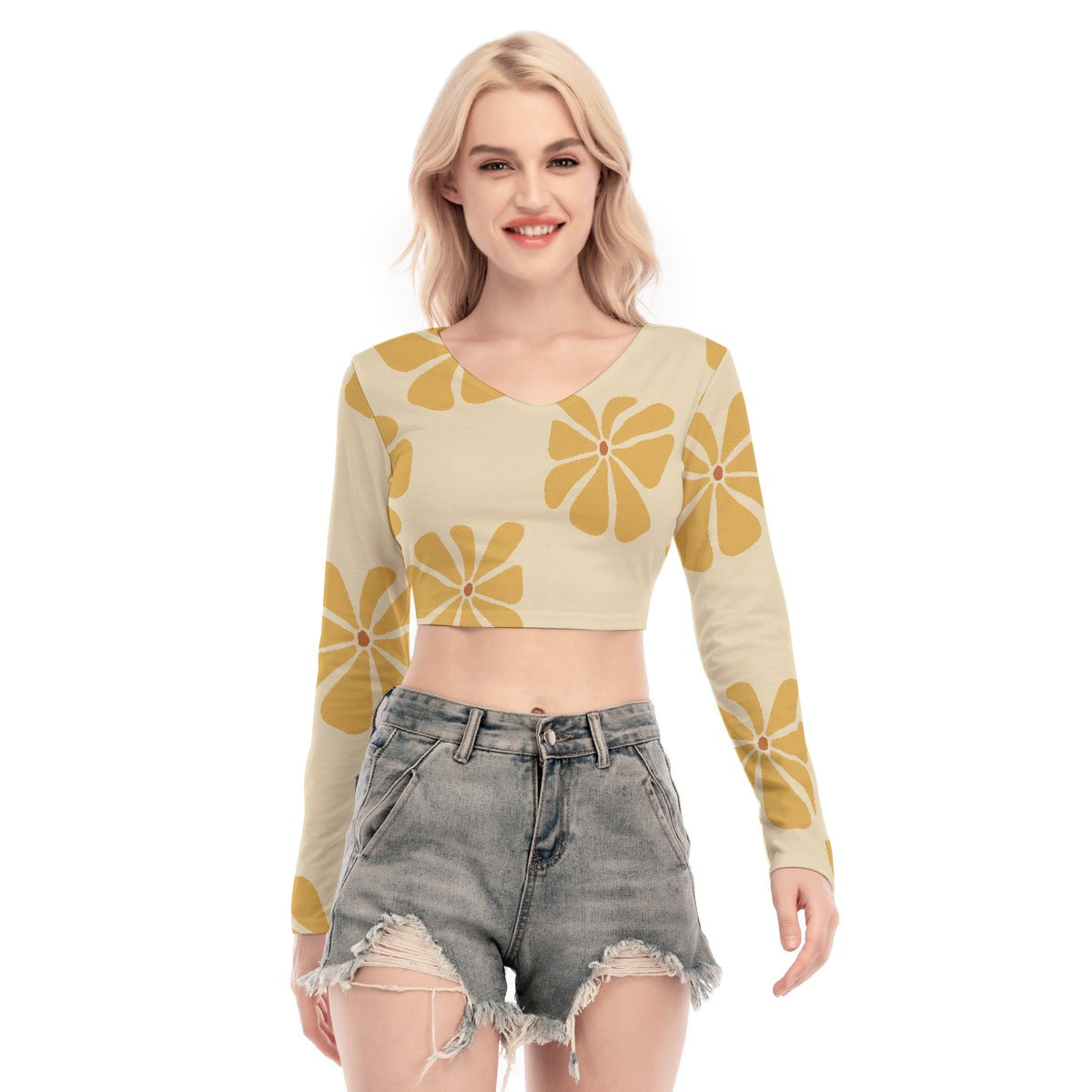 All-Over Print Women's Back Hollow T-shirt With Strap