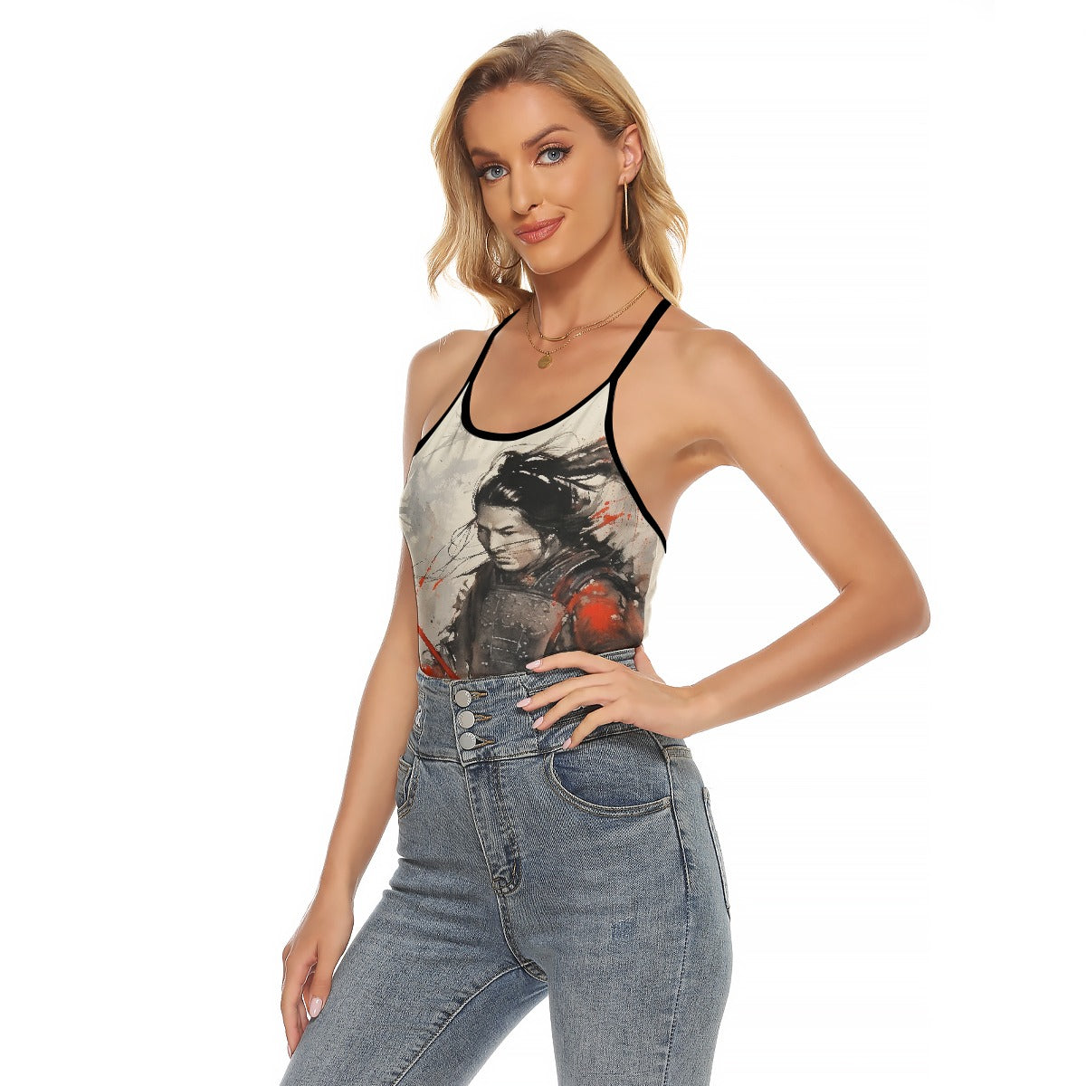 All-Over Print Women's Criss-Cross Open Back Tank Top