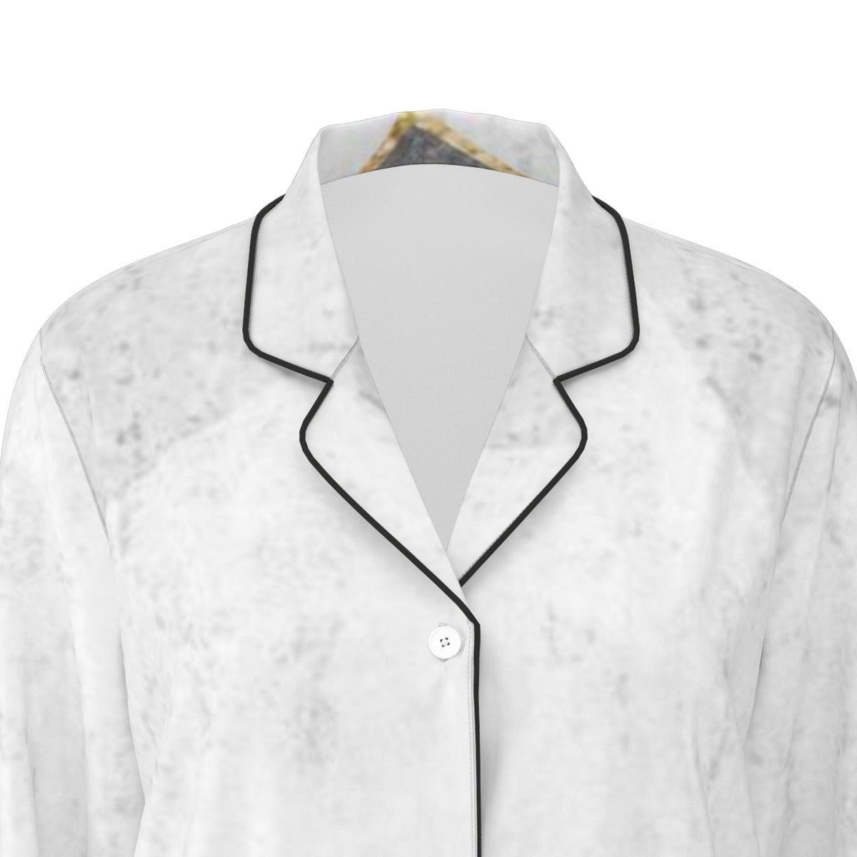 All-Over Print Women's Long Sleeve Pajama Set With Black Contrast Piping