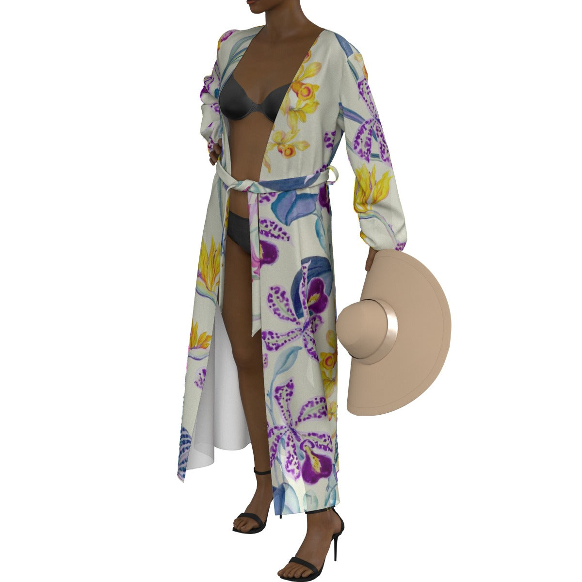 All-Over Print Women's Lace-up Chiffon Robe