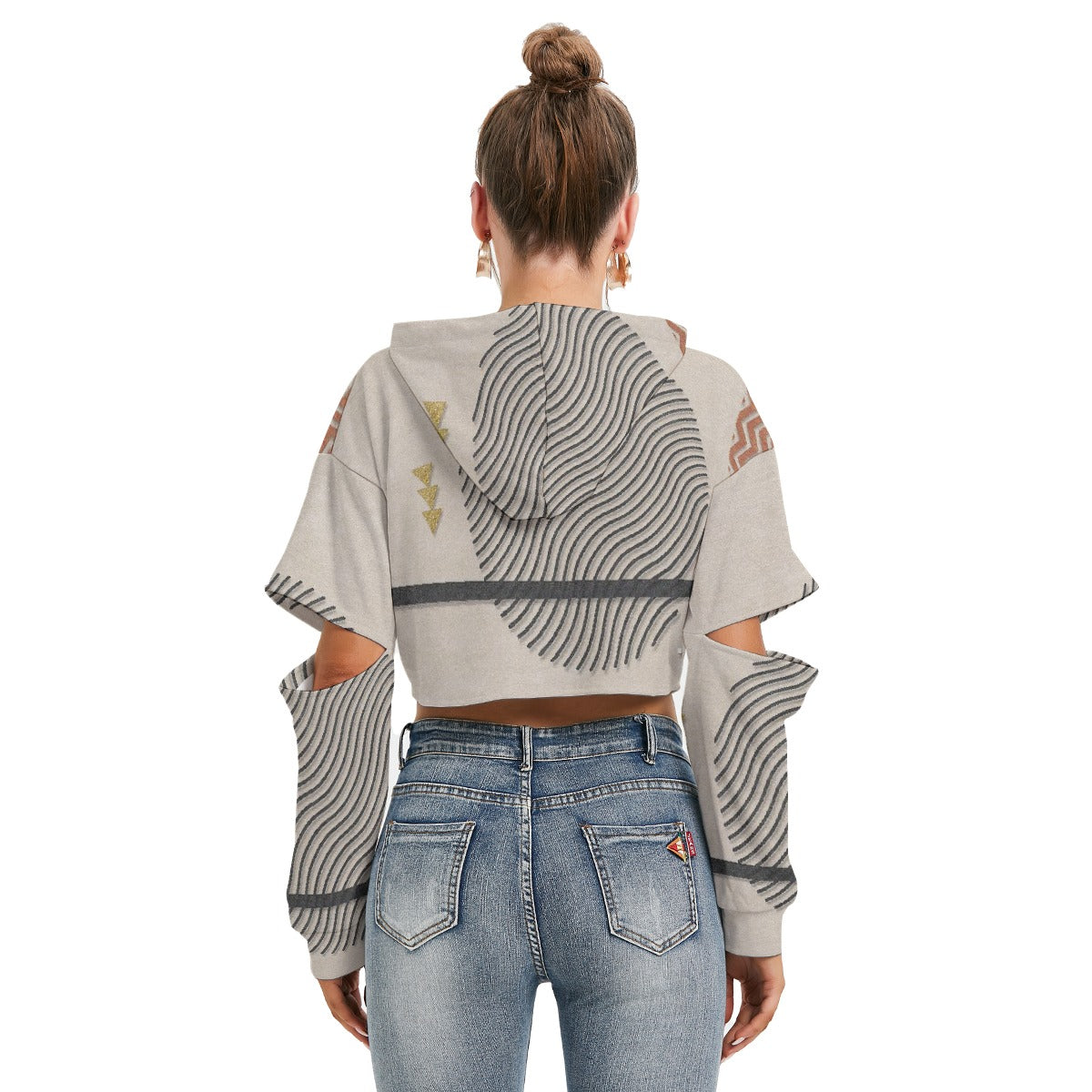 All-Over Print Women's Heavy Fleece Hoodie With Hollow Out Sleeve