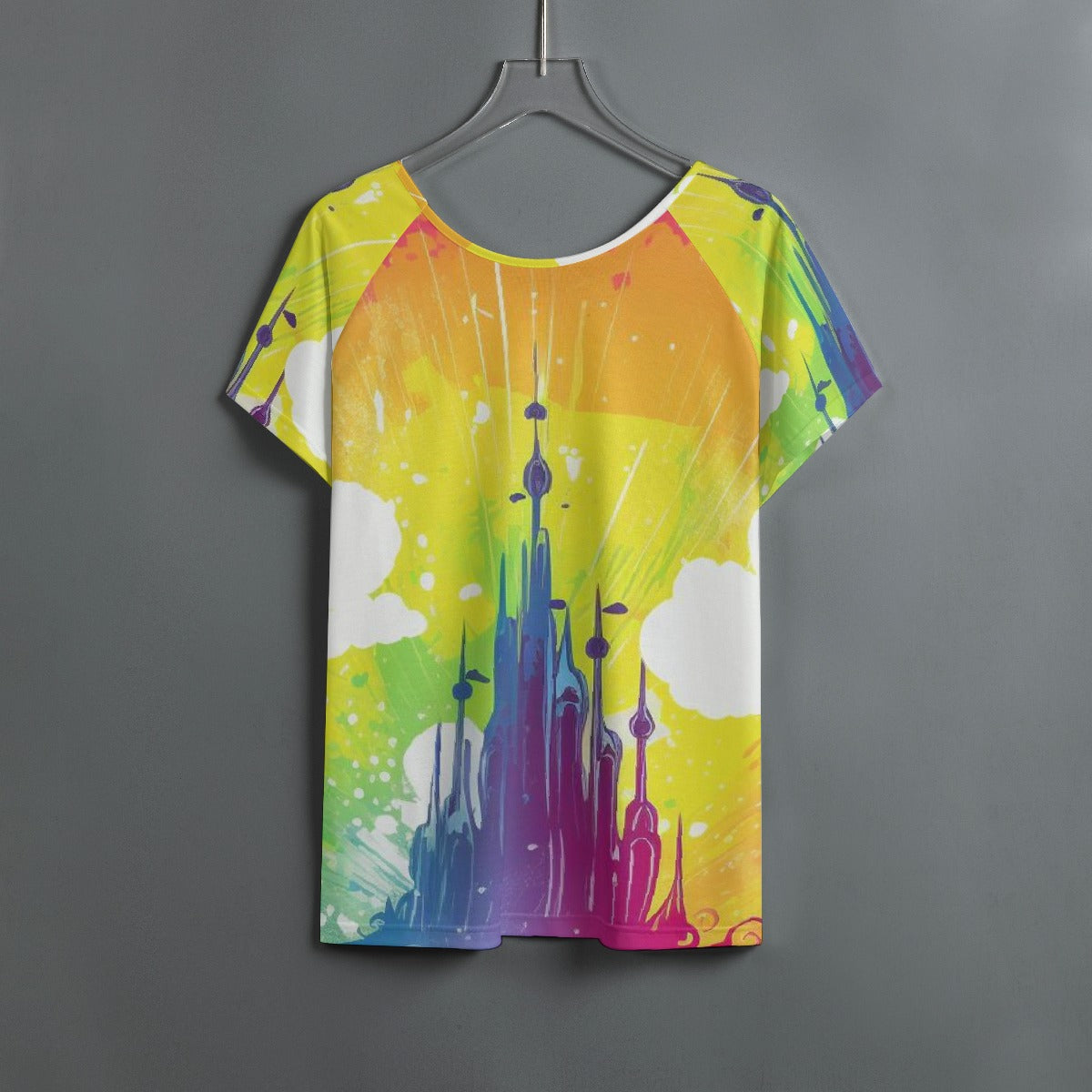 All-Over Print Women's Round Neck T-shirt With Raglan Sleeve