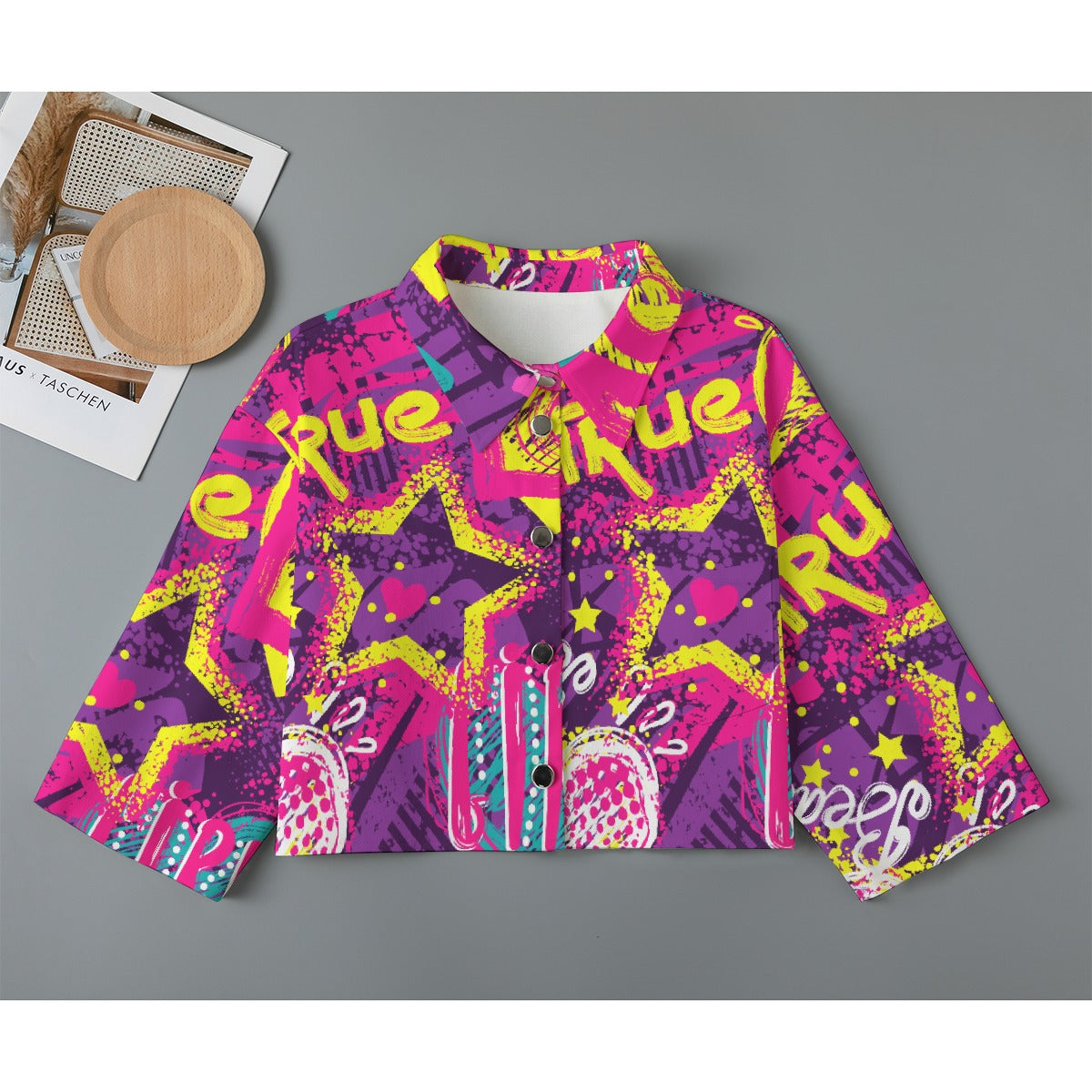 All-Over Print Women's Cropped Jacket | 245GSM Cotton