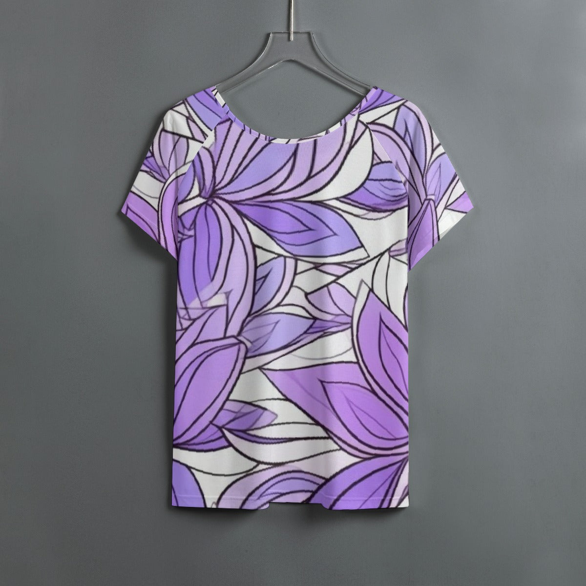 All-Over Print Women's Round Neck T-shirt With Raglan Sleeve
