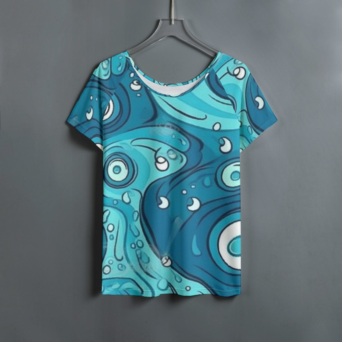 All-Over Print Women's Round Neck T-shirt With Raglan Sleeve