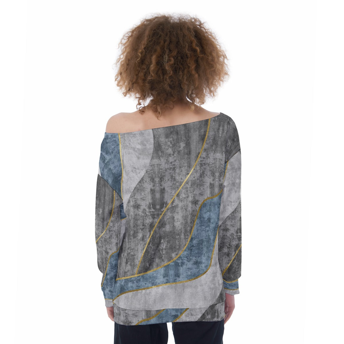 All-Over Print Oversized Women's Off-Shoulder Sweatshirt
