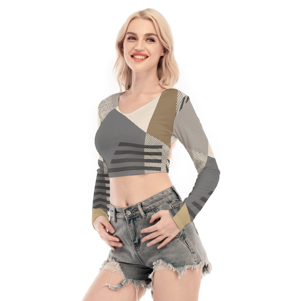 All-Over Print Women's Back Hollow T-shirt With Strap