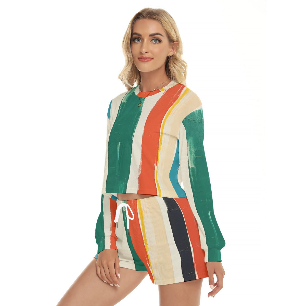 All-Over Print Women's Short Sweatshirt And Pants Suit