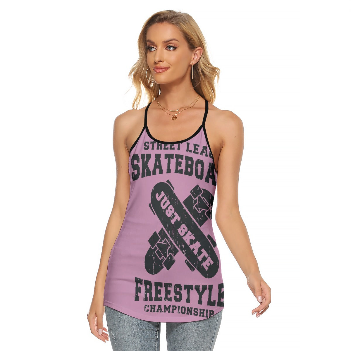 All-Over Print Women's Criss-Cross Open Back Tank Top