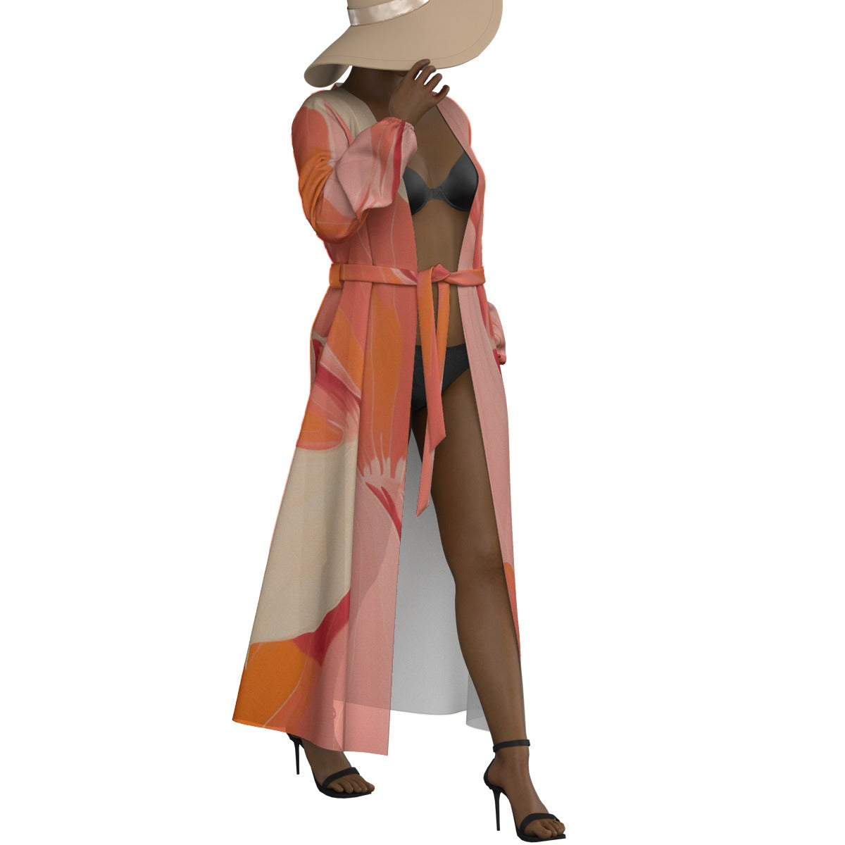 All-Over Print Women's Lace-up Chiffon Robe