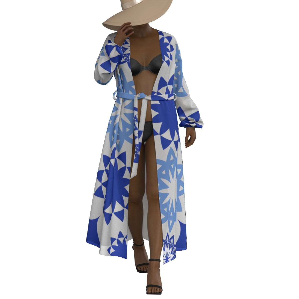 All-Over Print Women's Lace-up Chiffon Robe