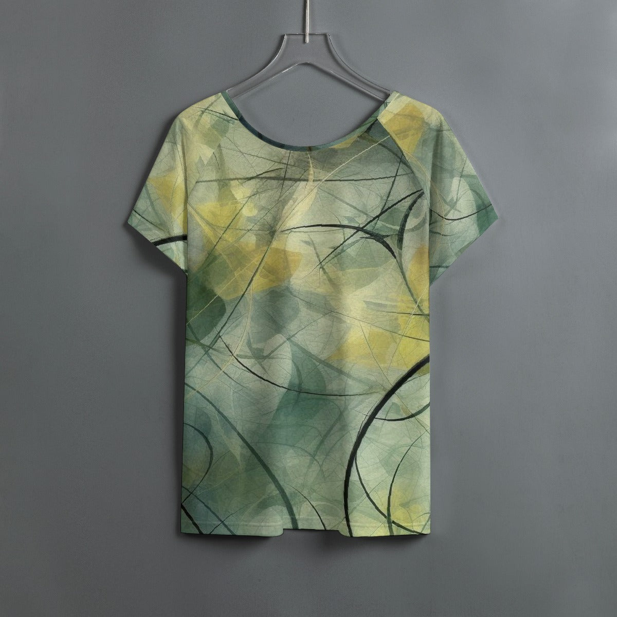 All-Over Print Women's Round Neck T-shirt With Raglan Sleeve
