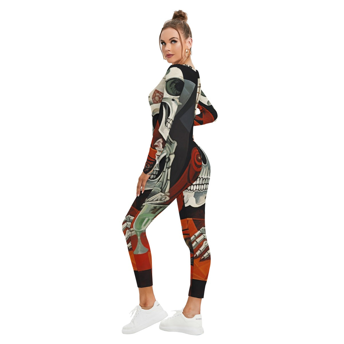 All-Over Print Women's Plunging Neck Jumpsuit