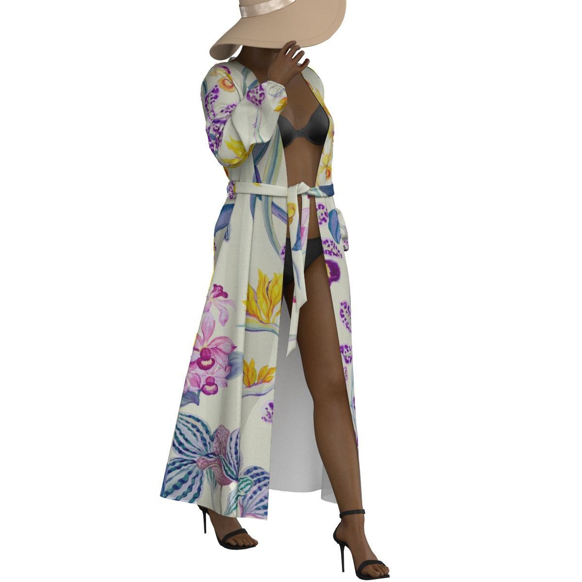 All-Over Print Women's Lace-up Chiffon Robe