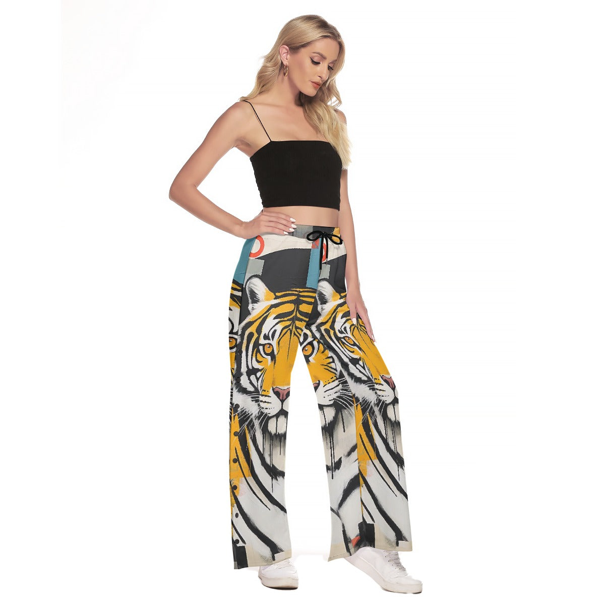All-Over Print Women's Side Slit Snap Button Trousers
