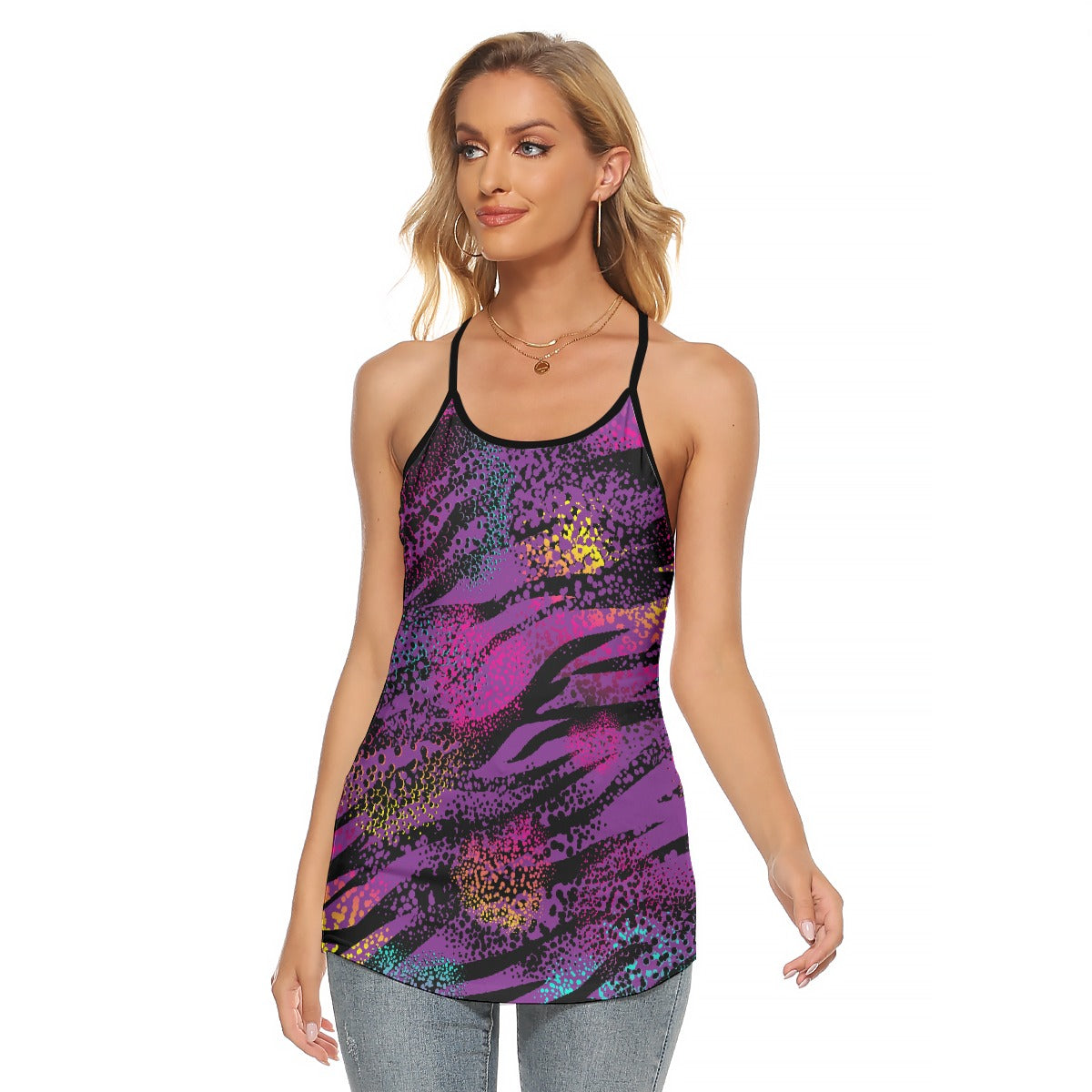 All-Over Print Women's Criss-Cross Open Back Tank Top